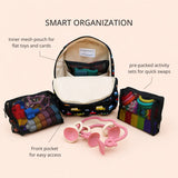 1 year old best travel toys organized with backpack