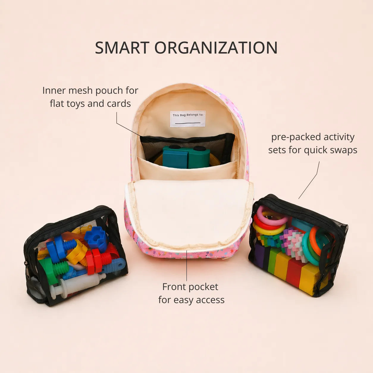 2 year old best travel toys organized with backpack