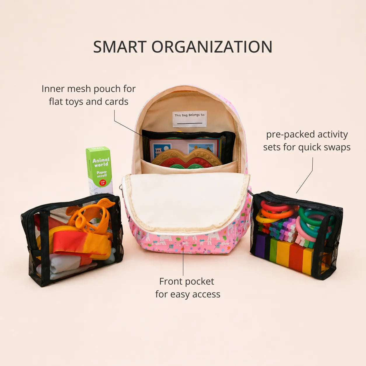 3 year old best travel toys organized with backpack