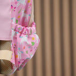 girls pink backpack with side cup holder