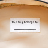 name tag in kids traveling backpack